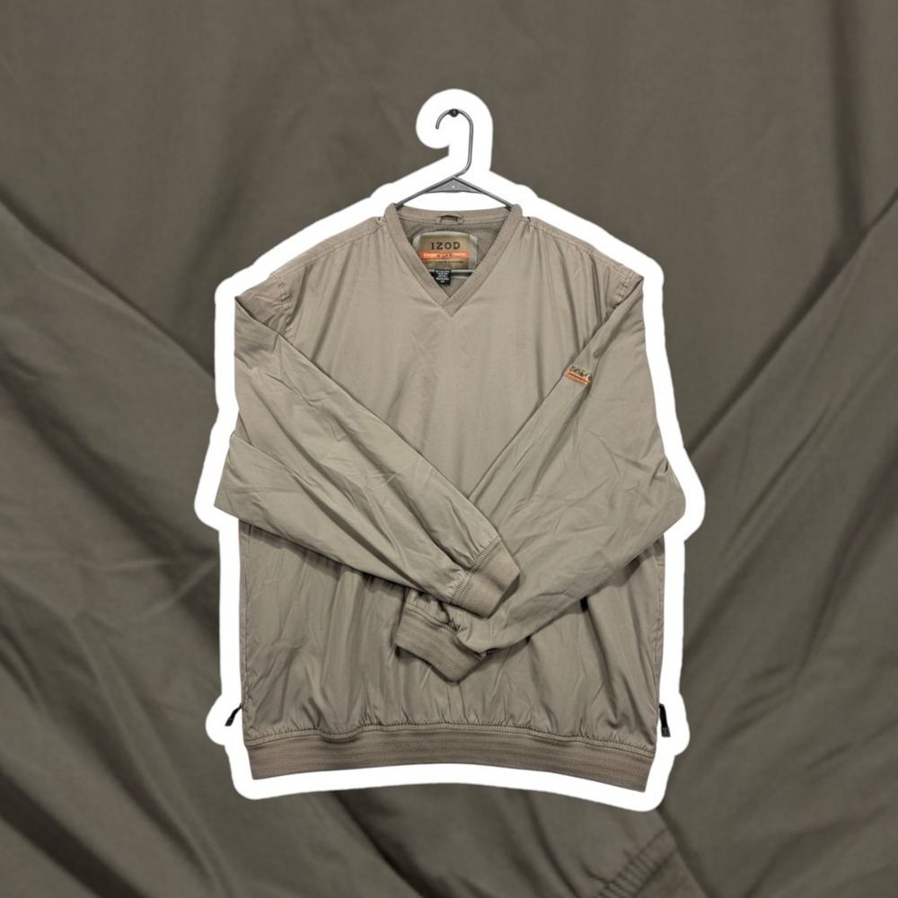 Izod Xtreme Function Golfwear XFG Windshirt Pullover XL Brown V-Neck Mesh Lined